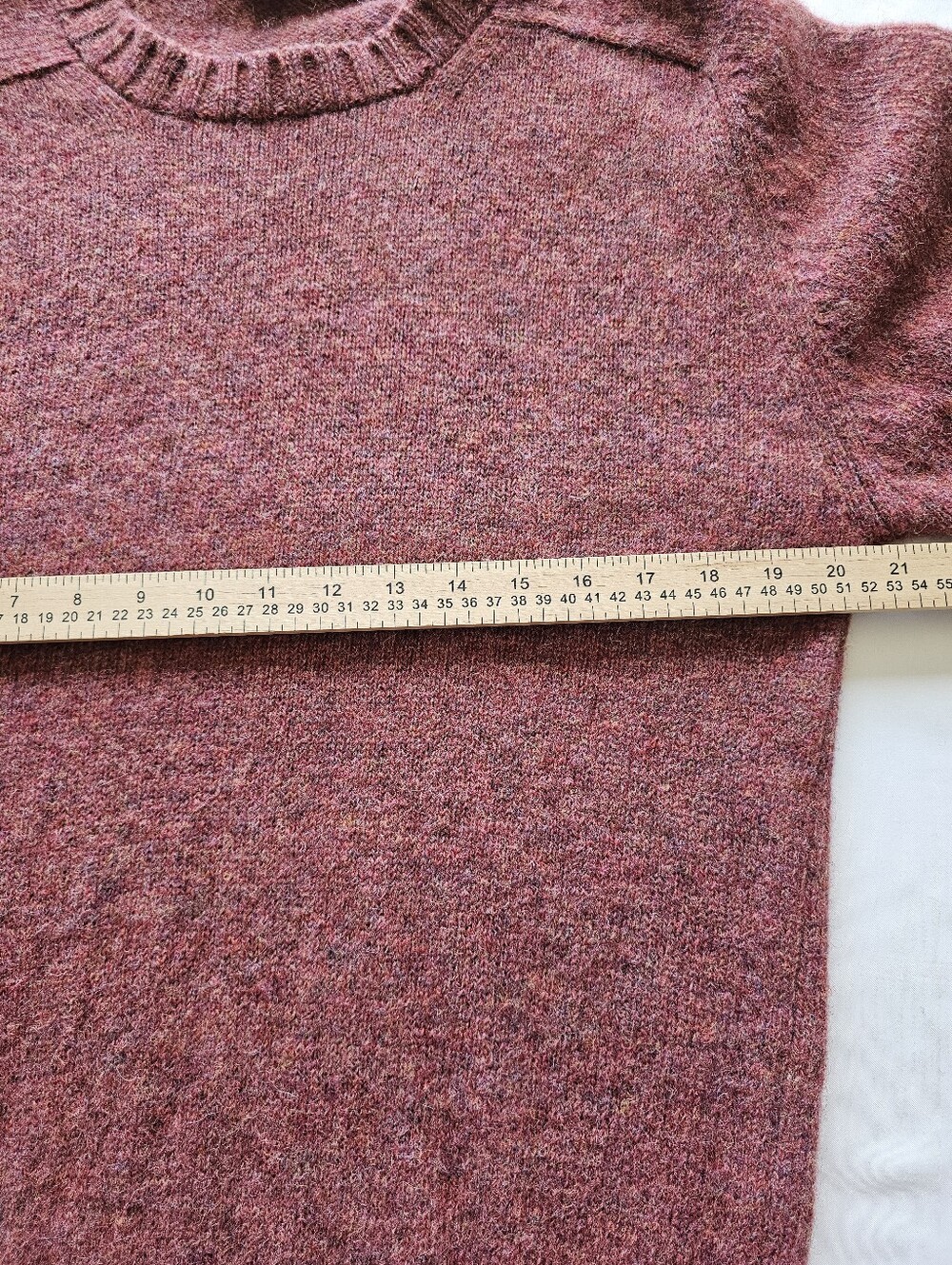 VTG Lands' End Mens M 38-40 Red Speckled Crewneck Sweater Shetland Wool Made UK - Picture 8 of 9